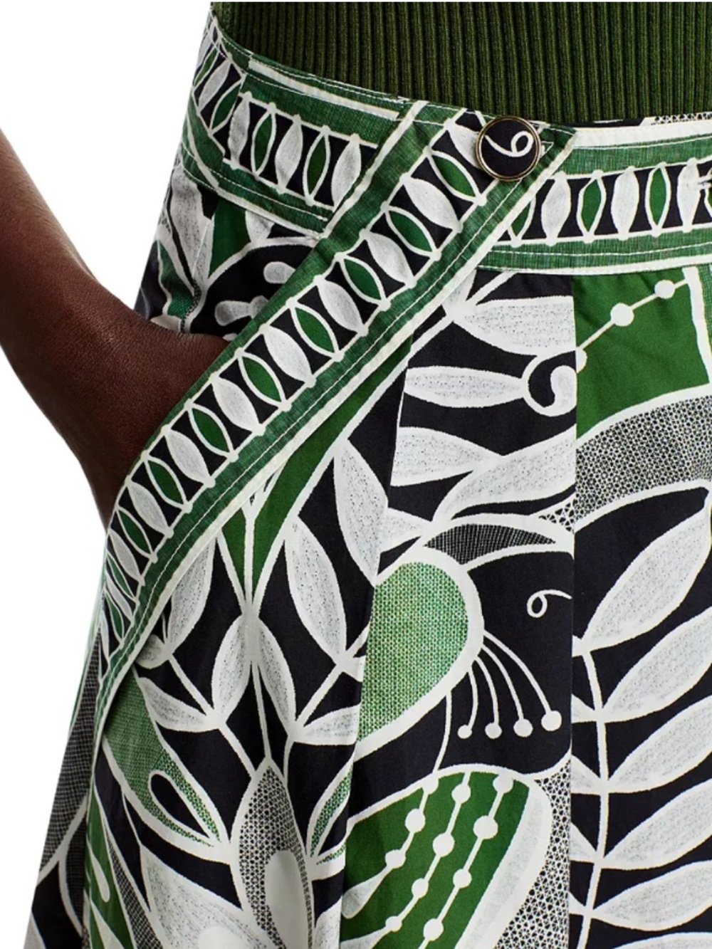 FARM Rio Lace Nature Leaf Print Skirt, Medium, Leaf Print - Picture 5 of 9